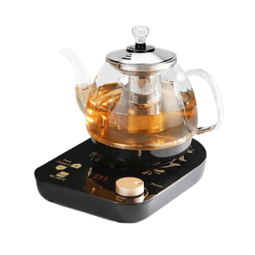 Professional Multi-functional Glass Teapot  800ml Fast Heating Cooking And Brewing Integrated Electric Kettle With Stainless Steel Filter (Color: Black)